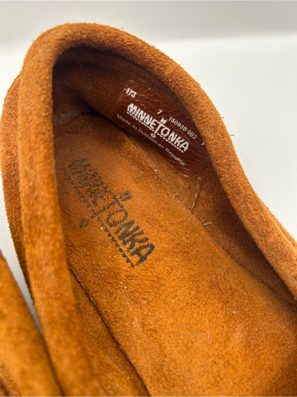 Minnetonka Thunderbird Moccasins Womens 7 Brown Suede Beaded Fringe Flats 173 - Picture 3 of 4